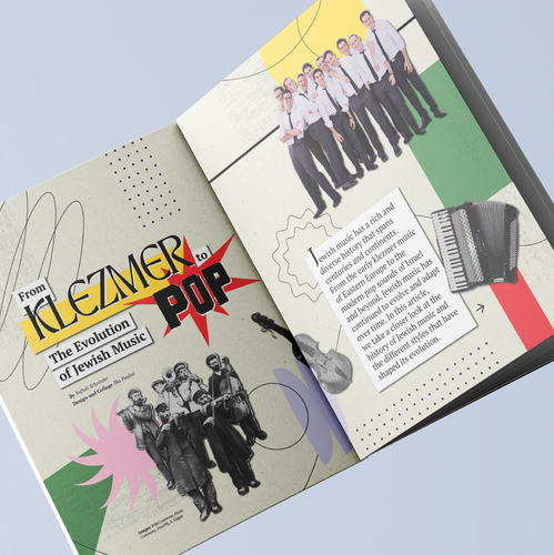 Collage design with the title 'Layout design for magazine'