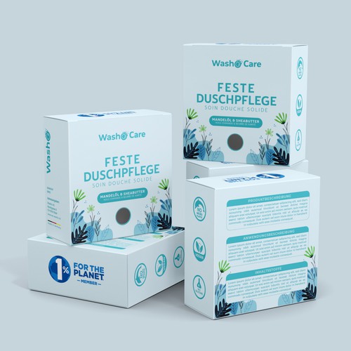 Skincare packaging with the title 'Feste Duschpflege'