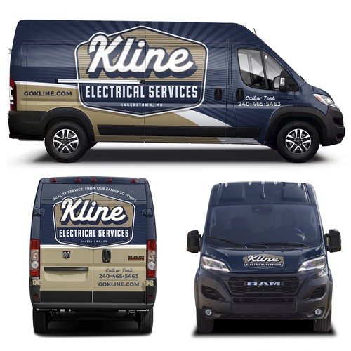 Vehicle graphic design with the title 'Kline Electrical Services Van wrap'