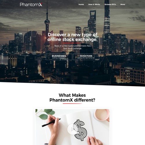 Interactive website with the title 'Modern Clean Landing for Stock Company'