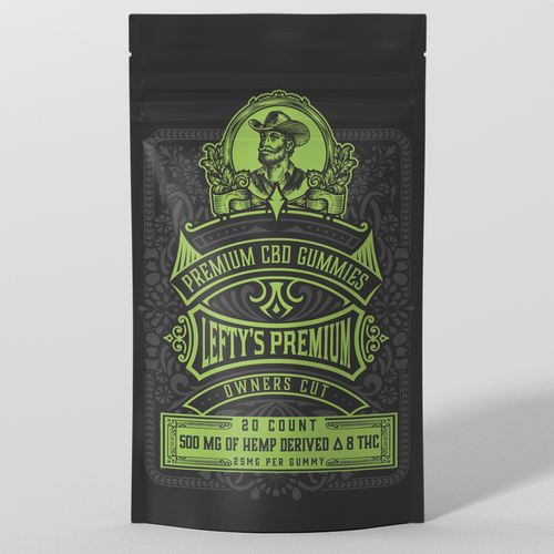 Gummy packaging with the title 'Lefty's Premium'