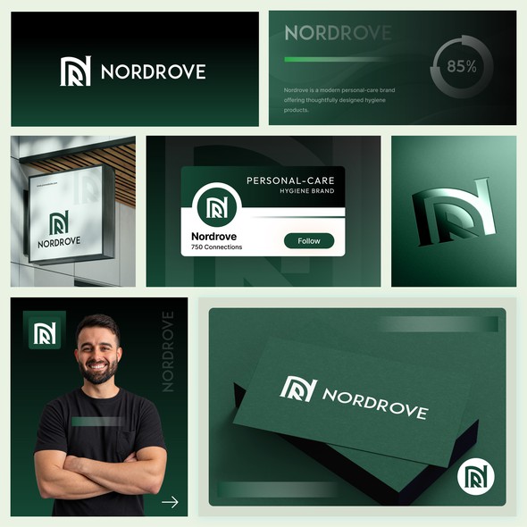 Vector design with the title 'Nordrove Logo Design – Premium Personal Care & Portable Electric Bidet Brand Identity'