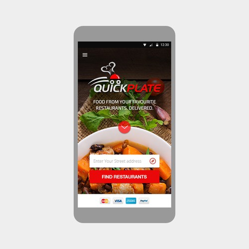 Android design with the title 'Premium food delivery service'