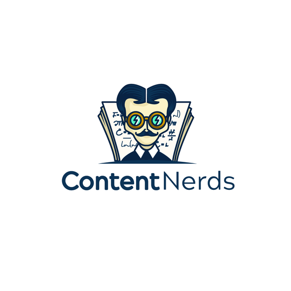 Genius logo with the title ' Logo for a content marketing company with a playful, nerdy flair'