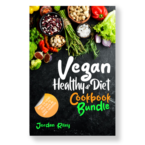 Food book cover with the title 'Vegan Healty Diet'