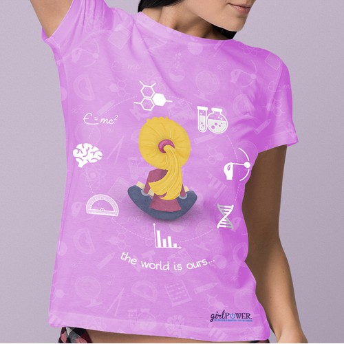 Girl power design with the title ''Girl Power' T-shirt design for a STEM Camp'