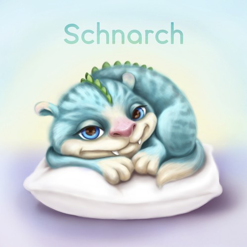 Pillow design with the title 'sleepy monster'