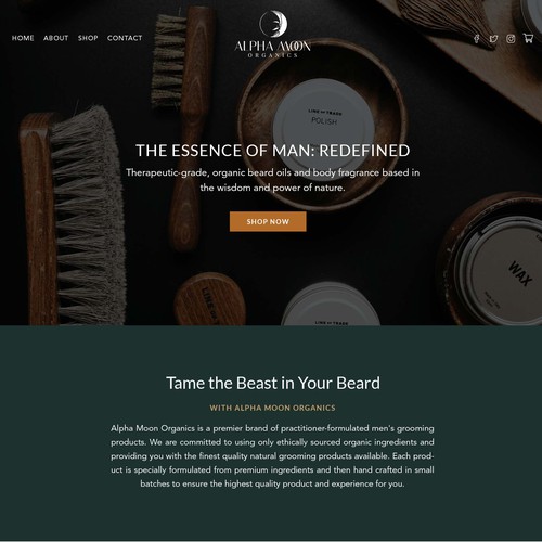 Online store website with the title 'Male Cosmetic Online Shop'