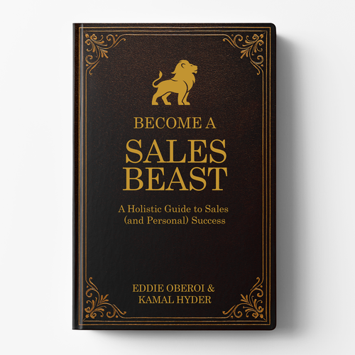 Golden book cover with the title 'Book Cover Design Concept for "Become A Sales Beast"'