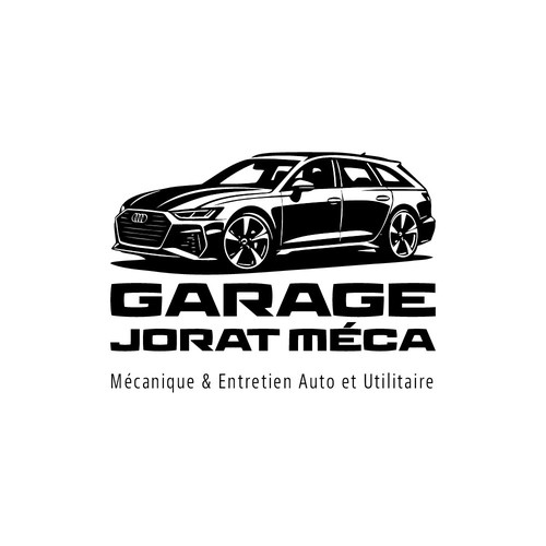Fancy car logo with the title 'GARAGE JORAT MÉCA'