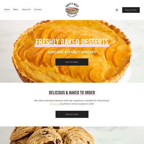 Food website with the title 'Web Design for Bakery & Online Shop'