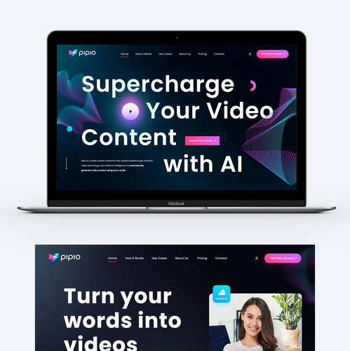 Illustration website with the title 'Pipio Website Design'