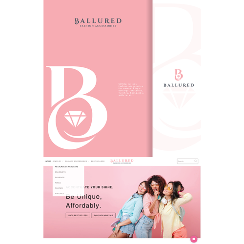 Light pink logo with the title 'Ballured Logo'