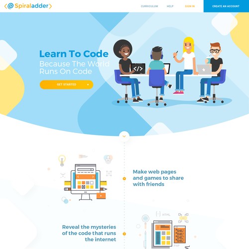 Modern website with the title 'Webdesign for Spiral adder'