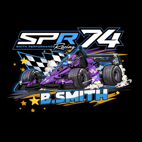 Race car design with the title 'Smith Performance Racing'