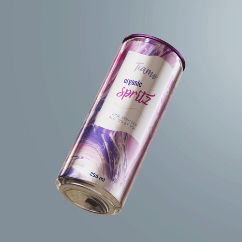 Marble design with the title 'Can label for organic wine spritz drink'