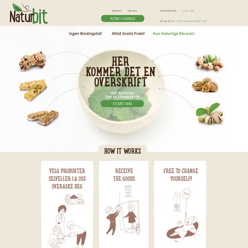 Natural website with the title 'Web page design & illustrations for Naturbit'