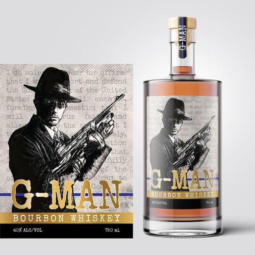 Whiskey label with the title 'G-MAN Whiskey concept'