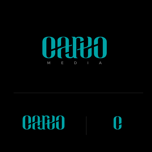 Ambigram design with the title 'carto media'