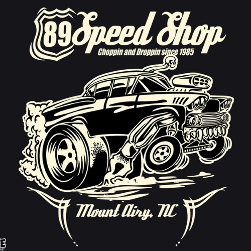 Automotive logo with the title '89 speed shop'