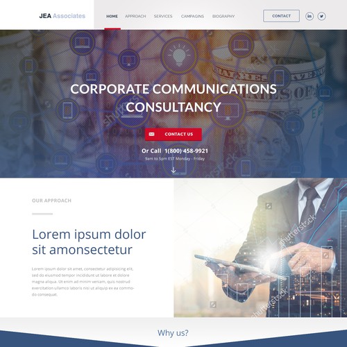 Corporate website with the title 'Simple & Bold Web design for modern media relations company'