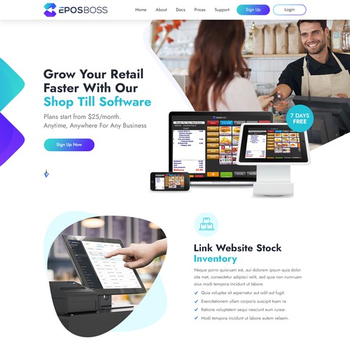 Pricing page design with the title 'POS Software Website Design'