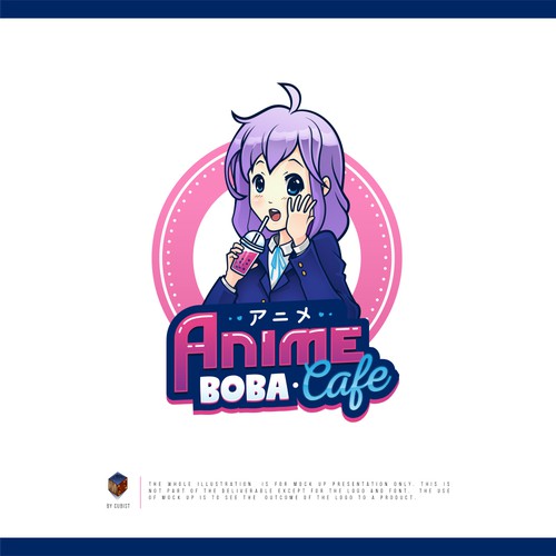 Anime logo with the title 'Anime Boba Café'