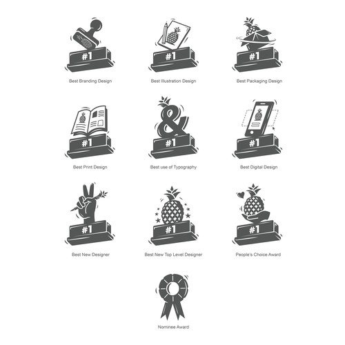 Pineapple design with the title 'Icon set for the most prestigious awarding event of 99designs '