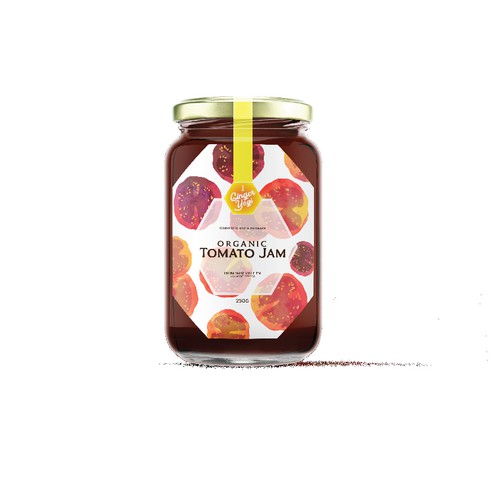 Jam label with the title 'Tomato Jam Label Design'