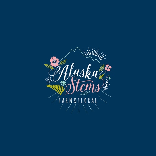 Flower logo with the title 'Create a logo for Alaskan sustainable cut flower farm and design studio'