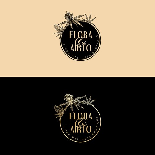 Marijuana leaf design with the title 'FLORA & AIRTO'
