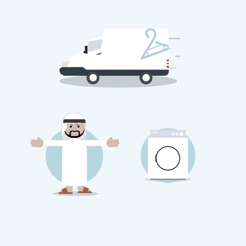 Dubai design with the title 'Laundry app for the busy individual!'