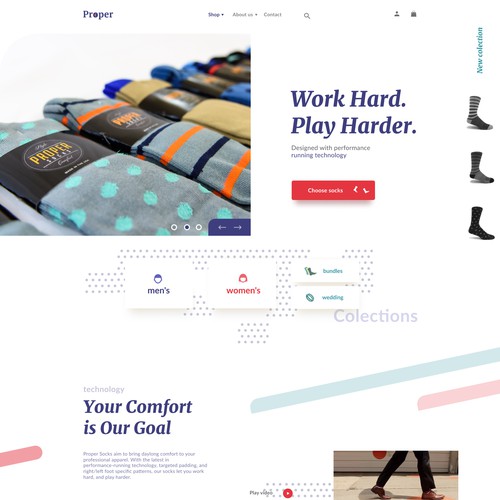 Redesigned website with the title 'Custom Sock Interactive Website Redesign'