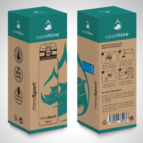 Cardboard design with the title 'Package and Logo design'
