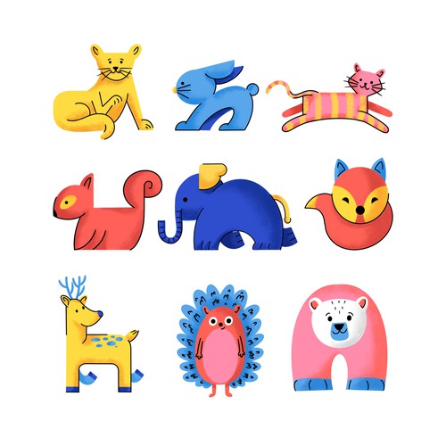 Icon artwork with the title 'cute animal illustration'