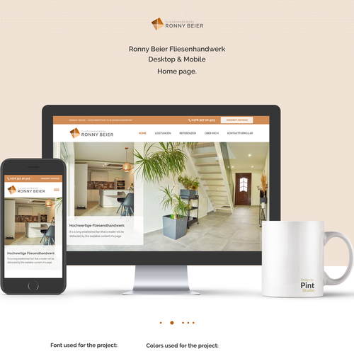 Construction website with the title 'Fliesenleger / Tiler / Construction'