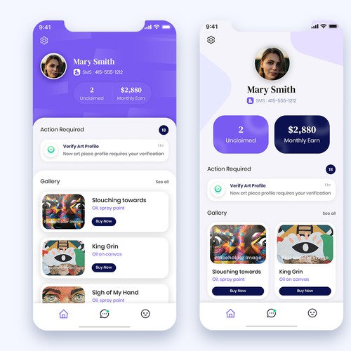 Gallery design with the title 'Shiba - New Art Gallery Mobile App'