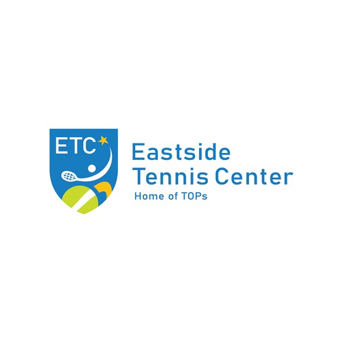 Tennis ball logo with the title 'Eastside Tennis Center Logo Design'