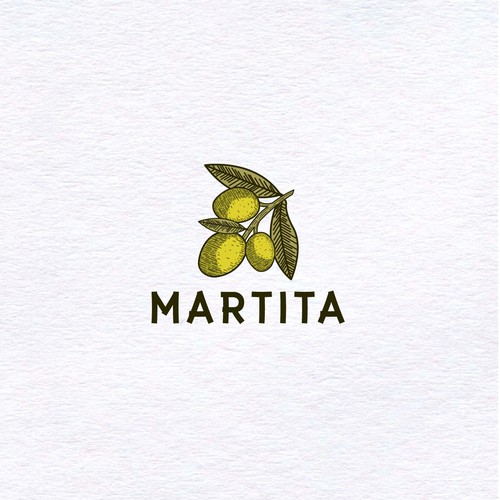 Olive logo with the title 'LOGO FOR PREMIUM OLIVE OIL AND CHICKPEAS'