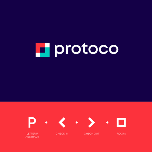 Square brand with the title 'Pictorial, Lettermark Logo to Reservation Aplication'