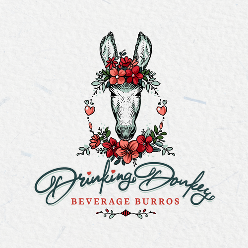 Flower shop logo with the title 'Flower Donkey'