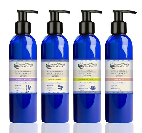 Skincare label with the title 'Product labels for Natural Family Botanicals'