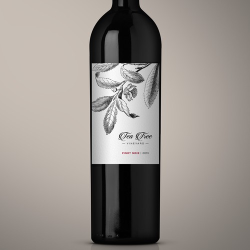 Red wine label with the title 'Classy, eyecatching wine bottle label'