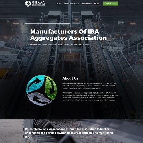 Construction website with the title 'Web Design for high standards of IBA management'