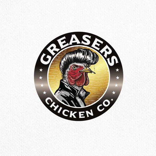 Line drawing logo with the title 'Greasers'