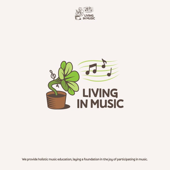 Planted hand logo with the title 'A Fun Illustrated Logo for a Music Education Platform'