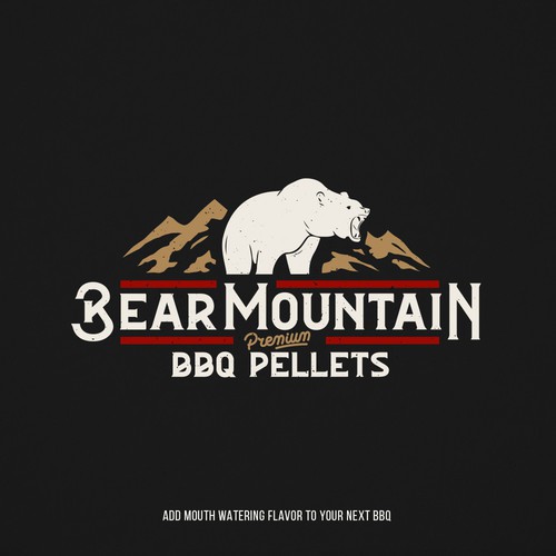 BBQ logo with the title 'Rebrand Bear Mountain BBQ Pellets '