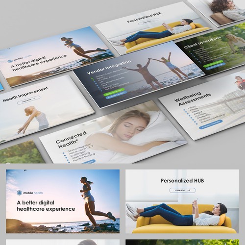 Presentation design with the title 'PowerPoint for Mobile Health Consumer, Inc.'