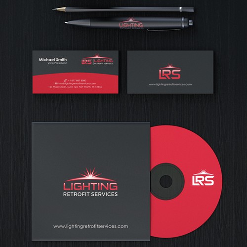 Lighting design with the title 'Logo and business card update for Lighting Retrofit Services'
