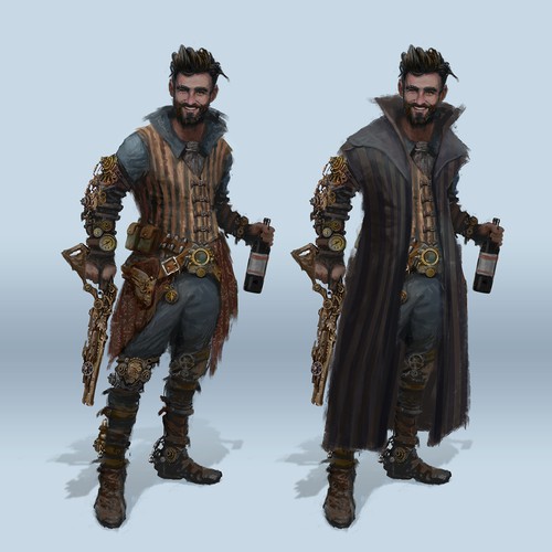 Concept art design with the title 'pistolero'